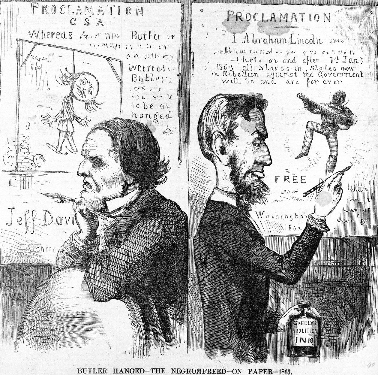 شنق بتلر ، The Negro Free ، على ورق ، 1863 بواسطة المدرسة الأمريكية