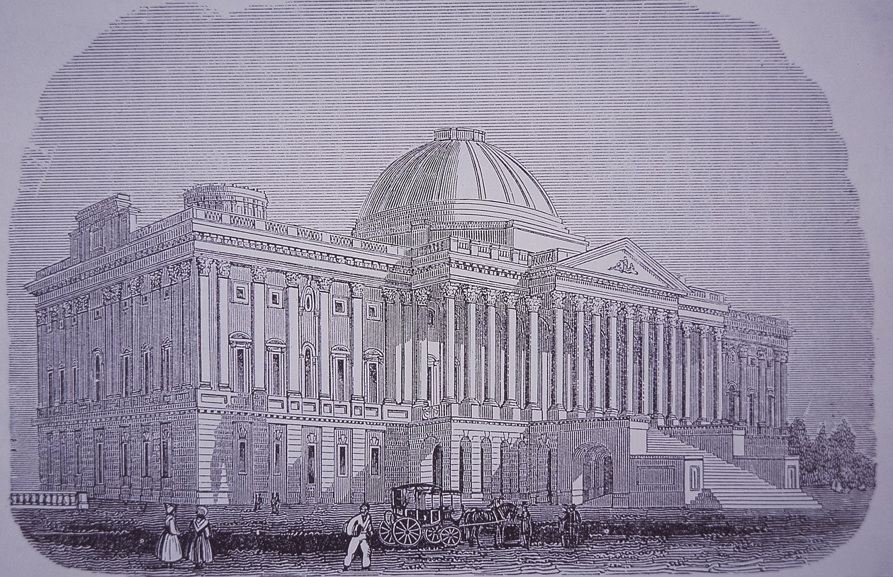 Capitol Building, Washington DC, USA, c.1848 (engraving) بواسطة المدرسة الأمريكية
