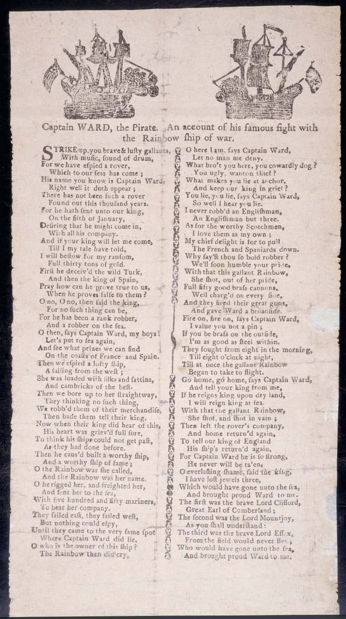 معركة كابتن واردز مع سفينة الحرب قوس قزح ، مطبوعة على الجانب العلوي 1775 (طباعة) بواسطة المدرسة الأمريكية