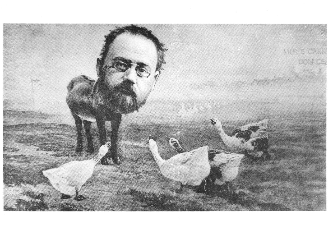 كاريكاتير إميل زولا (1840-1902) ، الحمار والإوز ؛ من الحياة ، 4 أبريل 1889 بواسطة المدرسة الأمريكية