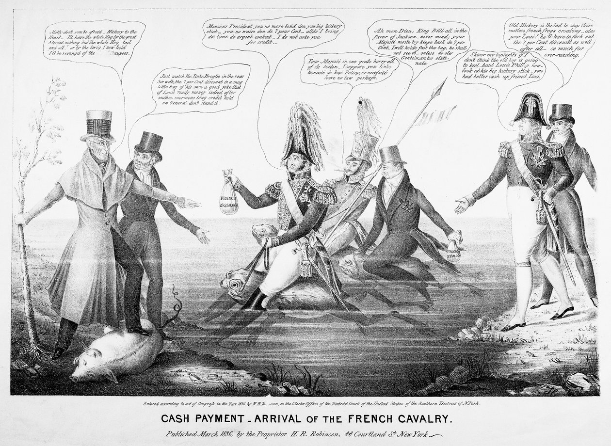 الدفع النقدي - وصول سلاح الفرسان الفرنسي ، نشره HR Robinson ، New York ، 1836 (محفور) بواسطة المدرسة الأمريكية