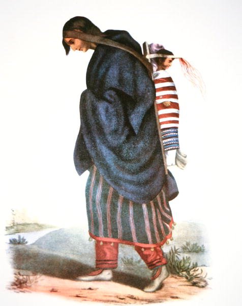Chippewa Mother and Baby ، حوالي 1821 (لون ليثو) بواسطة المدرسة الأمريكية