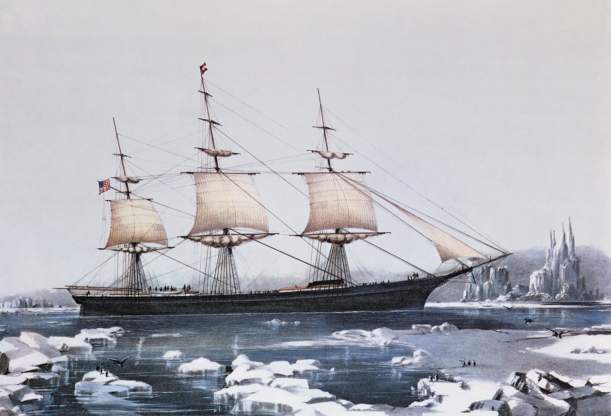 Clipper Ship Red Jacket في الجليد قبالة كيب هورن عند مرورها من أستراليا إلى ليفربول ، نشرتها Currier und Ives ، 1854 بواسطة المدرسة الأمريكية