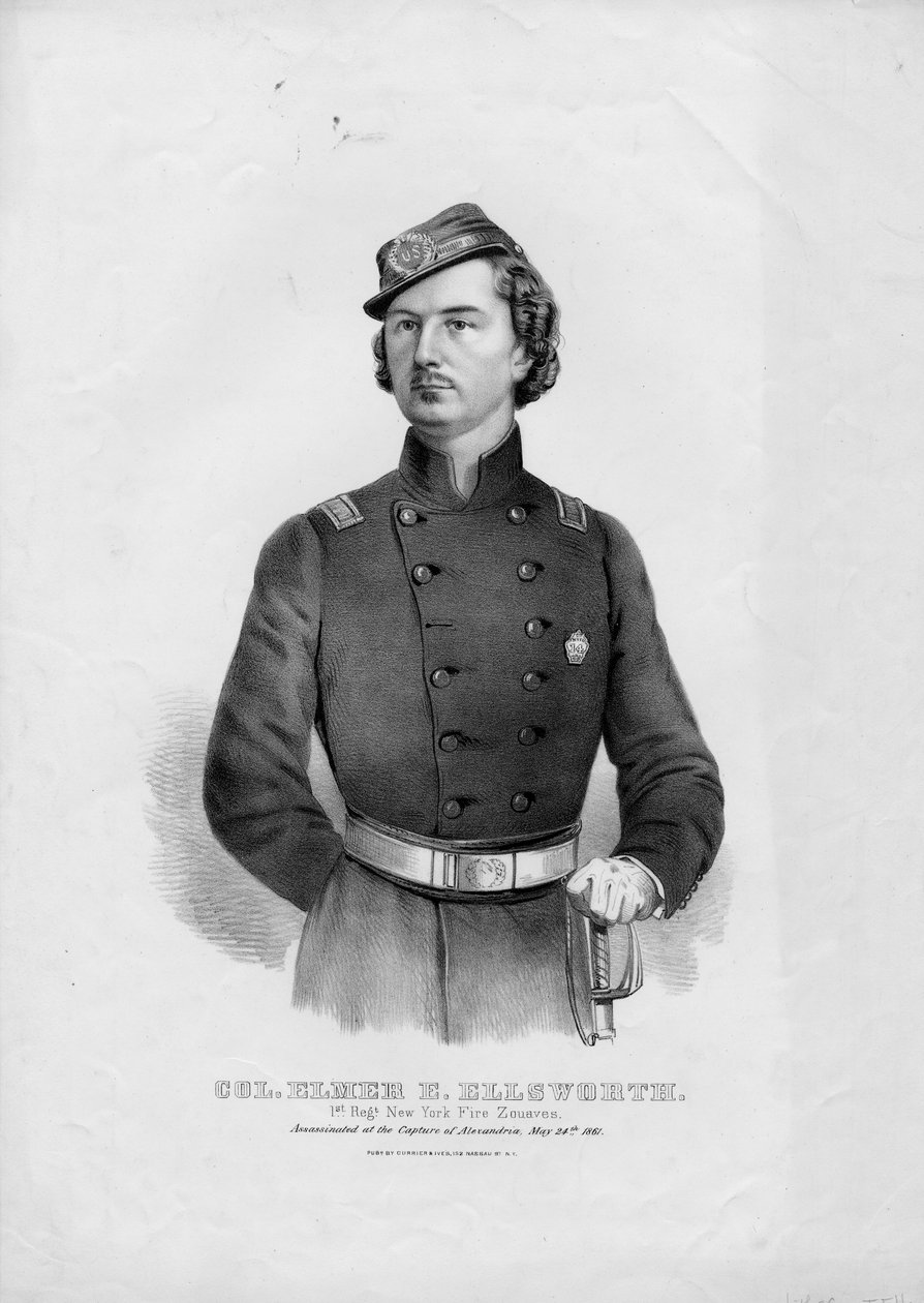 العقيد إلمر إي. إلسورث: الضابط الأول. New York Fire Zouaves ، حانة. بواسطة Currier & Ives ، c.1862 بواسطة المدرسة الأمريكية