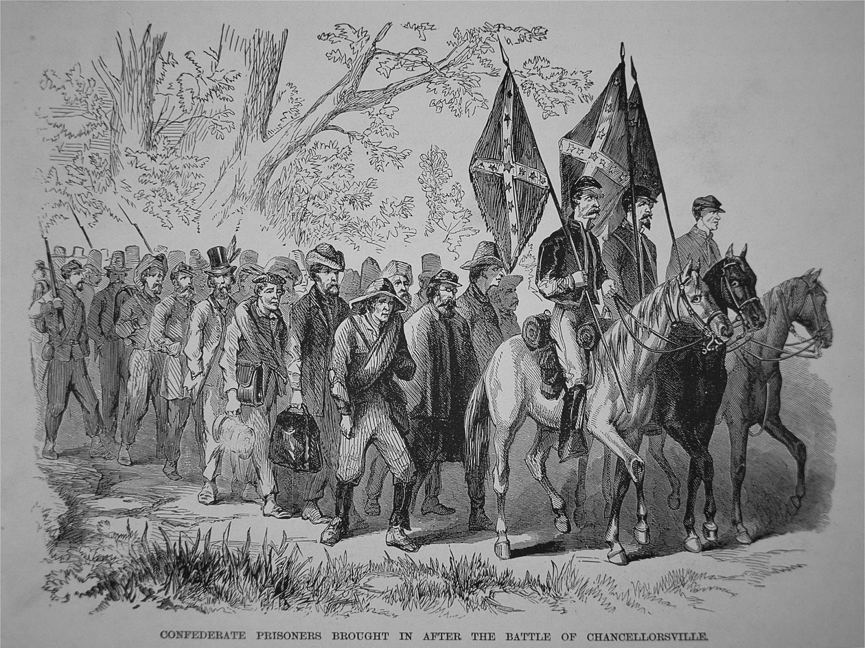 Confederate Prisoners Brought in after the Battle of Chancellorsville (litho) بواسطة المدرسة الأمريكية