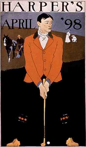 رسم توضيحي لغلاف 'Harper's April' 98 '1898 (لون ليثو) بواسطة المدرسة الأمريكية