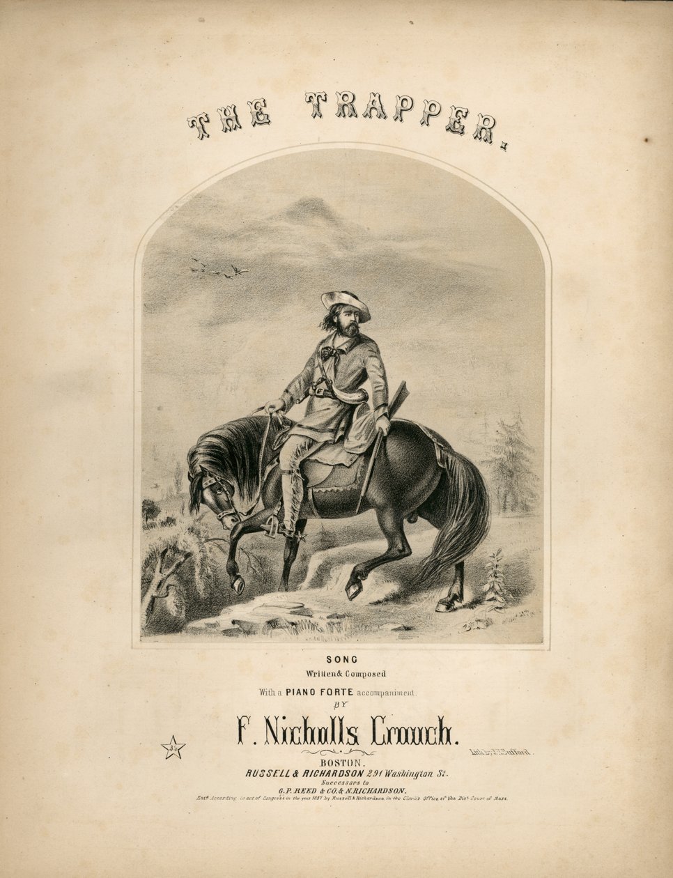 غلاف صفحة علامات The Trapper ، 1857 بواسطة المدرسة الأمريكية