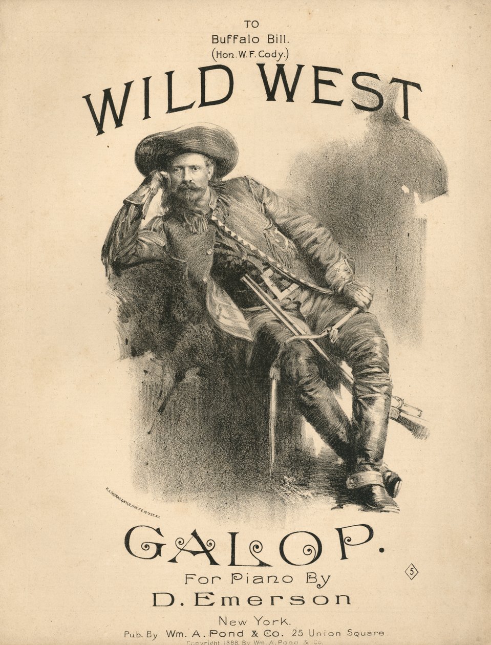 غلاف صحيفة النتائج لـ Wild West Galop ، 1888 بواسطة المدرسة الأمريكية