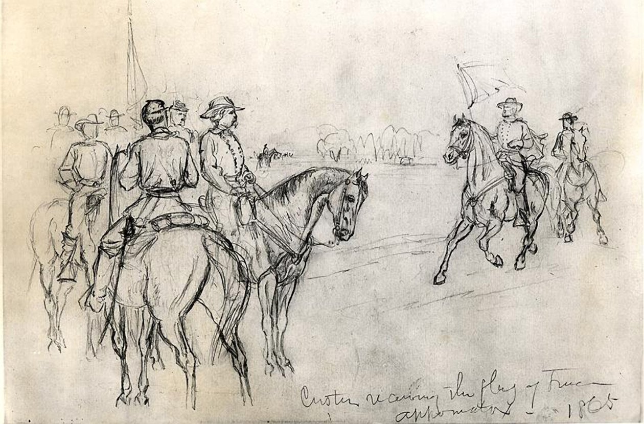 كستر يتلقى علم الحرية ، أبوماتوكس ، 1865 بواسطة المدرسة الأمريكية
