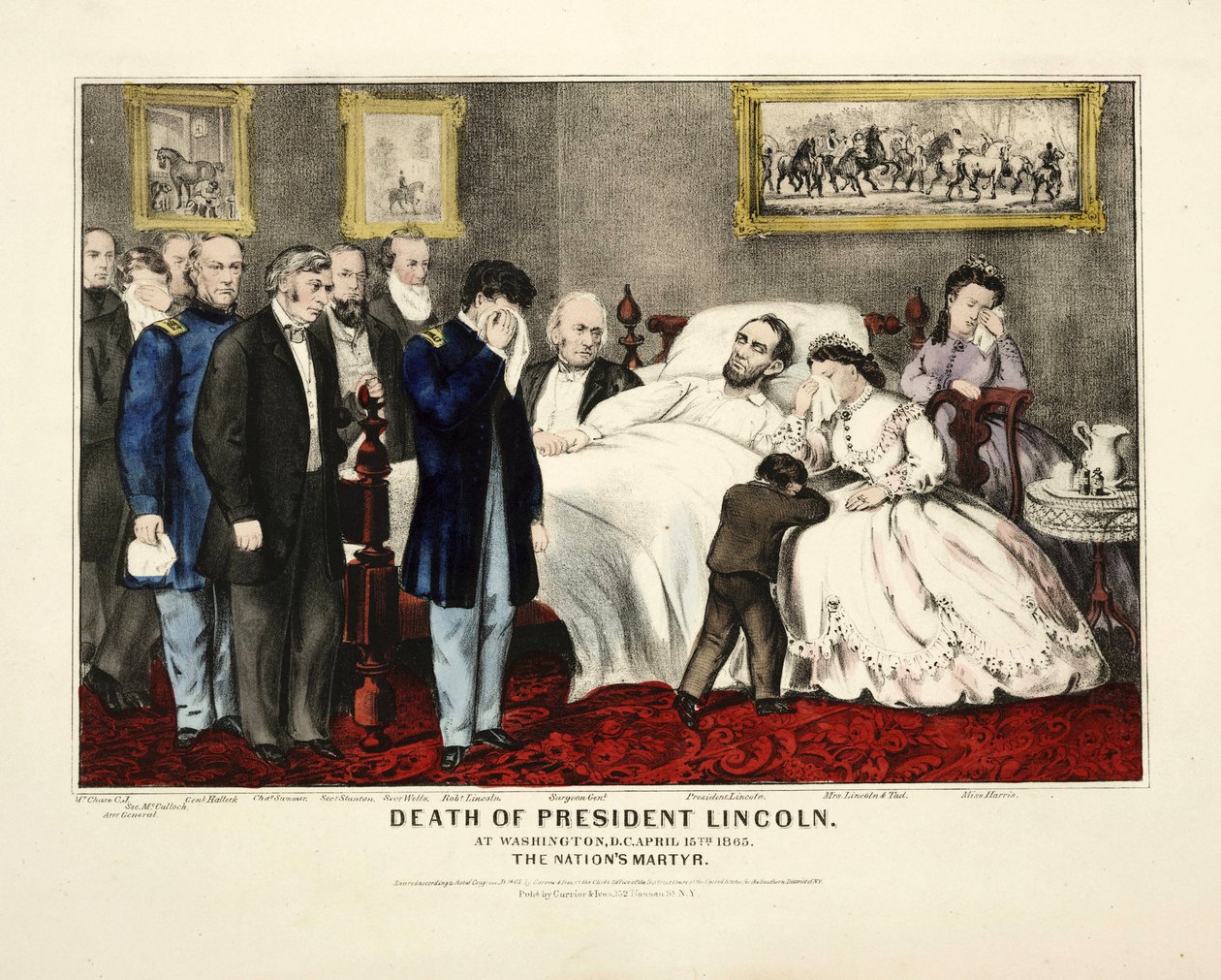 وفاة الرئيس لينكولن ، في واشنطن العاصمة ، 15 أبريل 1865 ، حانة. 1865 بواسطة المدرسة الأمريكية