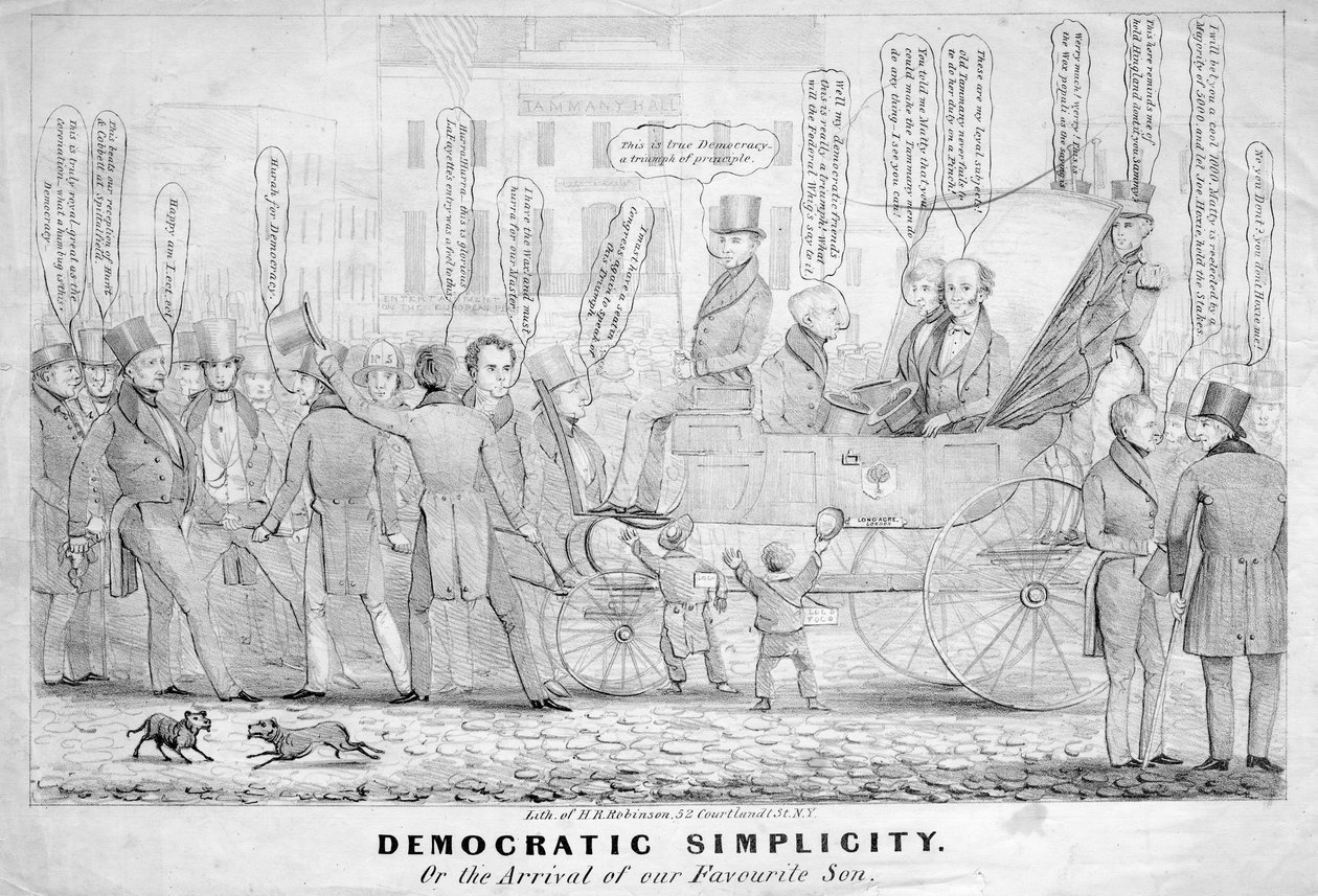 البساطة الديمقراطية ، أو وصول ابننا المفضل ، نشره HR Robinson، New York، c.1839 بواسطة المدرسة الأمريكية