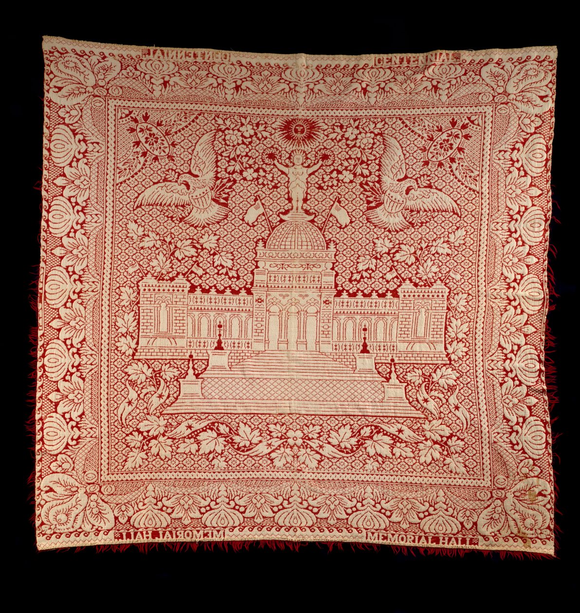 غطاء مزدوج نسج ، 1876 (قطن وصوف) بواسطة المدرسة الأمريكية