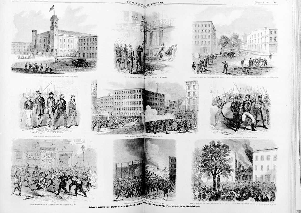 مشروع أعمال الشغب في نيويورك ، مشاهد مثيرة في عهد الإرهاب ، 1863 بواسطة المدرسة الأمريكية