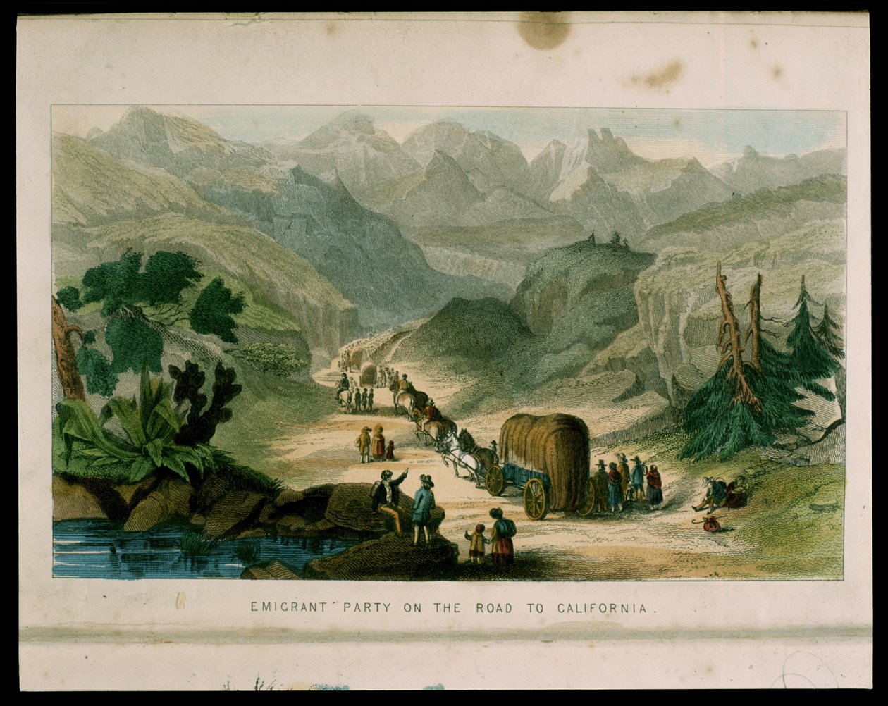 حزب المغتربين على الطريق إلى كاليفورنيا عام 1596 ، صورة من كاليفورنيا ، تاريخها السابق ، موقفها الحالي ، آفاقها المستقبلية بواسطة GA Fleming ، 1850 بواسطة المدرسة الأمريكية