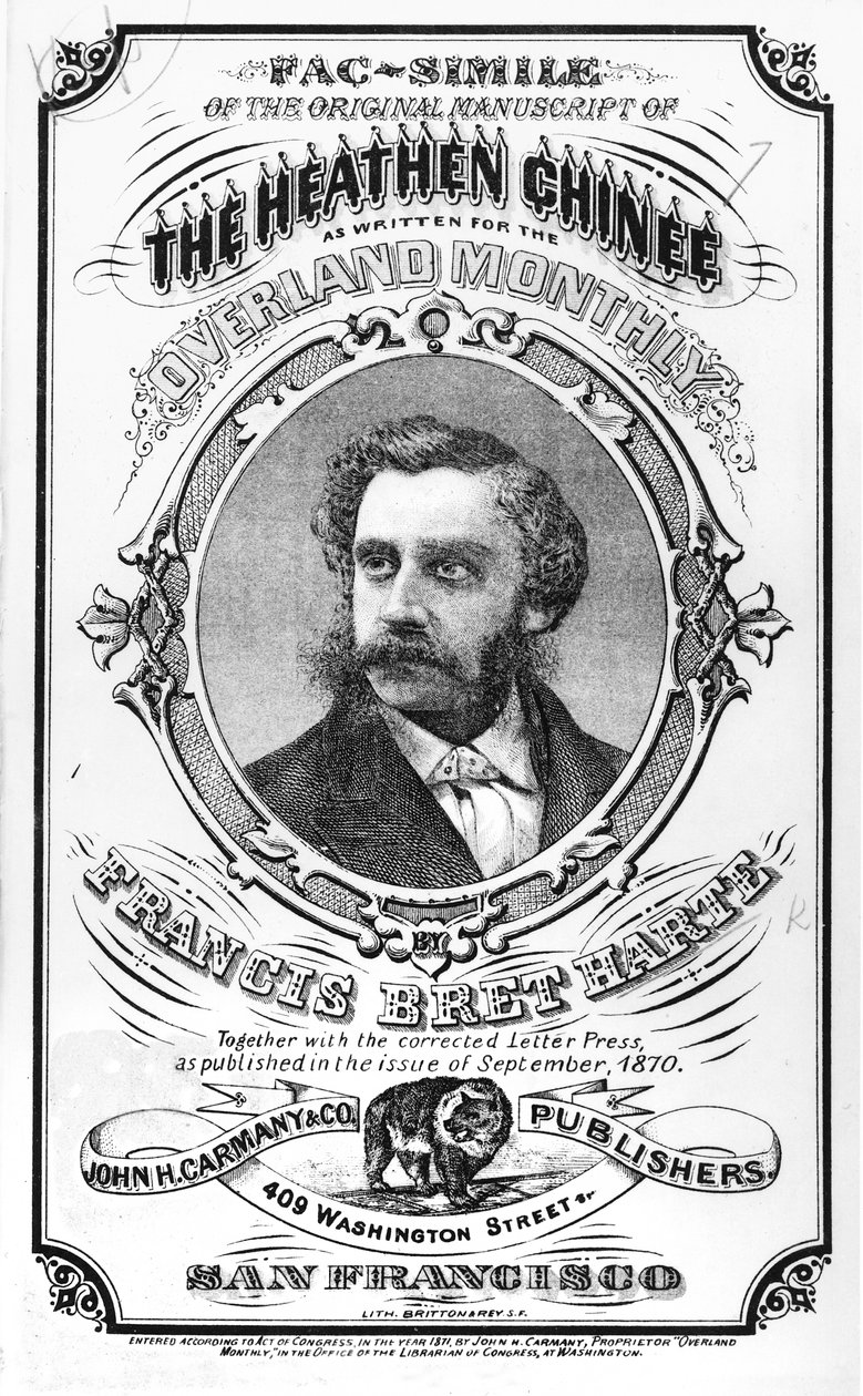 الفاكس من المخطوطة الأصلية لـ "The Heathen Chinee" بقلم فرانسيس بريت هارت (1836-1902) ، من "Overland Monthly" ، 1871 بواسطة المدرسة الأمريكية