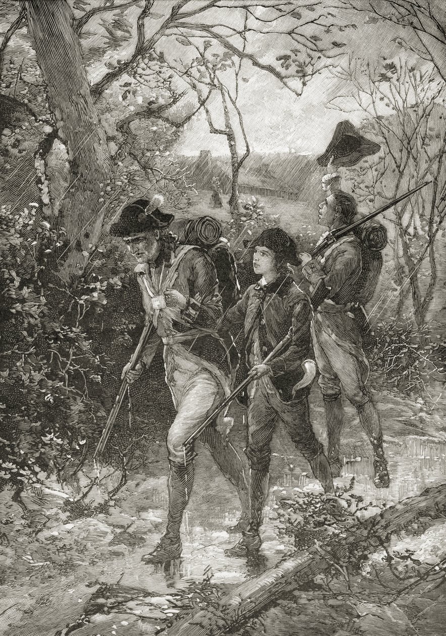 الأب وأولاده من أجل الحرية ، من "تاريخ موجز للولايات المتحدة" ، نشرته شركة AS Barnes und Co. في عام 1885 (ليثو) بواسطة المدرسة الأمريكية