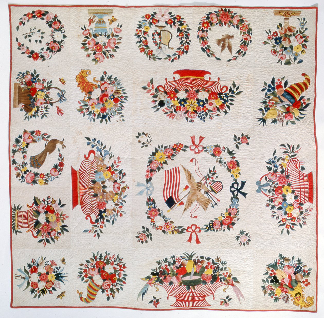 لحاف فلاج وزهرة ، c. 1860 (قطن) بواسطة المدرسة الأمريكية