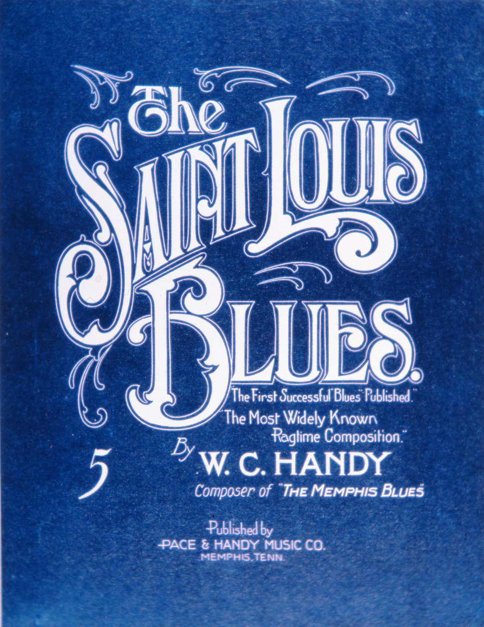 الغلاف الأمامي لكتاب "The Saint Louis Blues" بقلم دبليو سي. هاندي (1873-1958) 1941 (ليثو ملون) بواسطة المدرسة الأمريكية