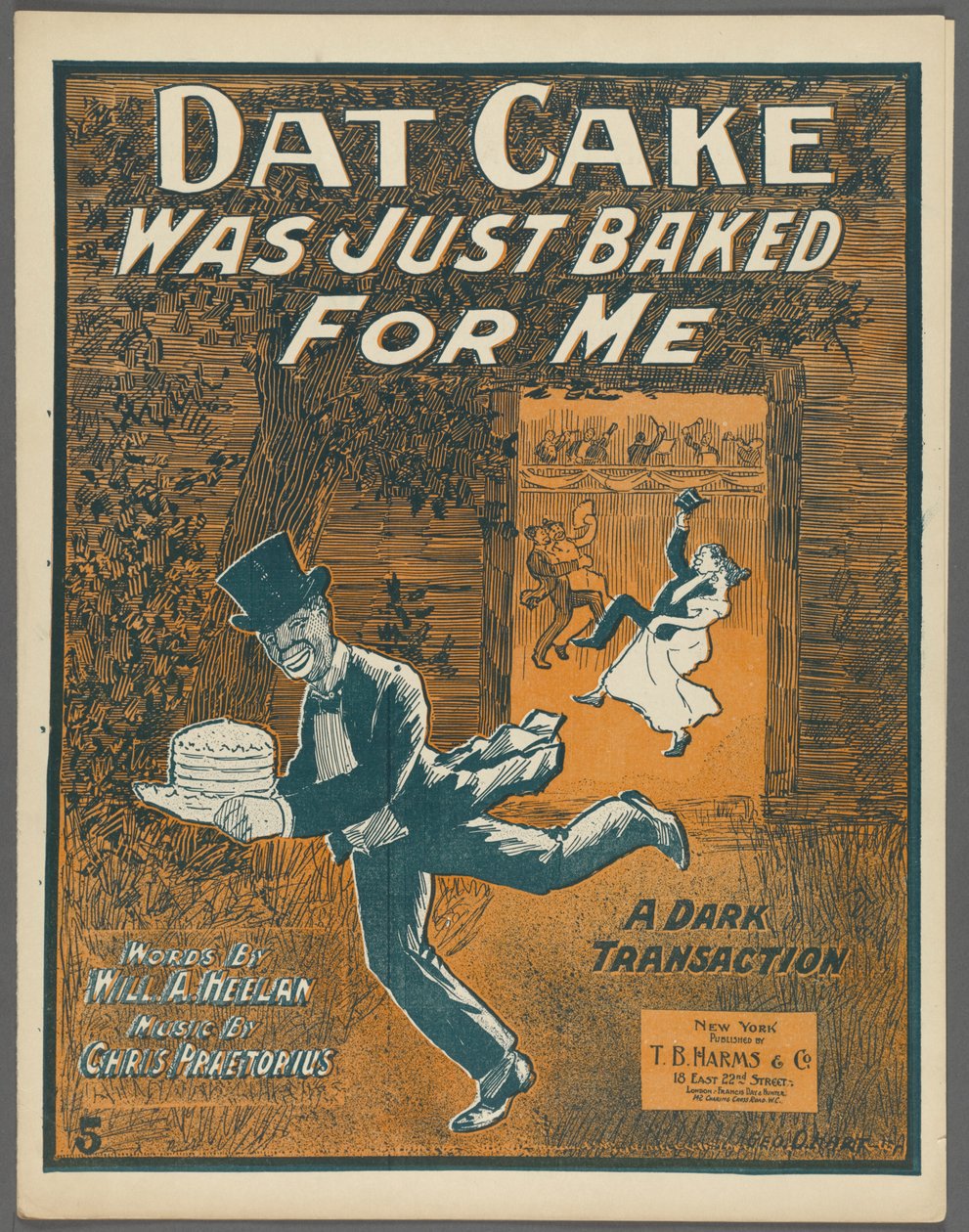 واجهة الصفحة لـ "Dat Cake تم خبزها لي فقط" بقلم Will A.Heelan و Chris Praetorius ، c.1898 بواسطة المدرسة الأمريكية