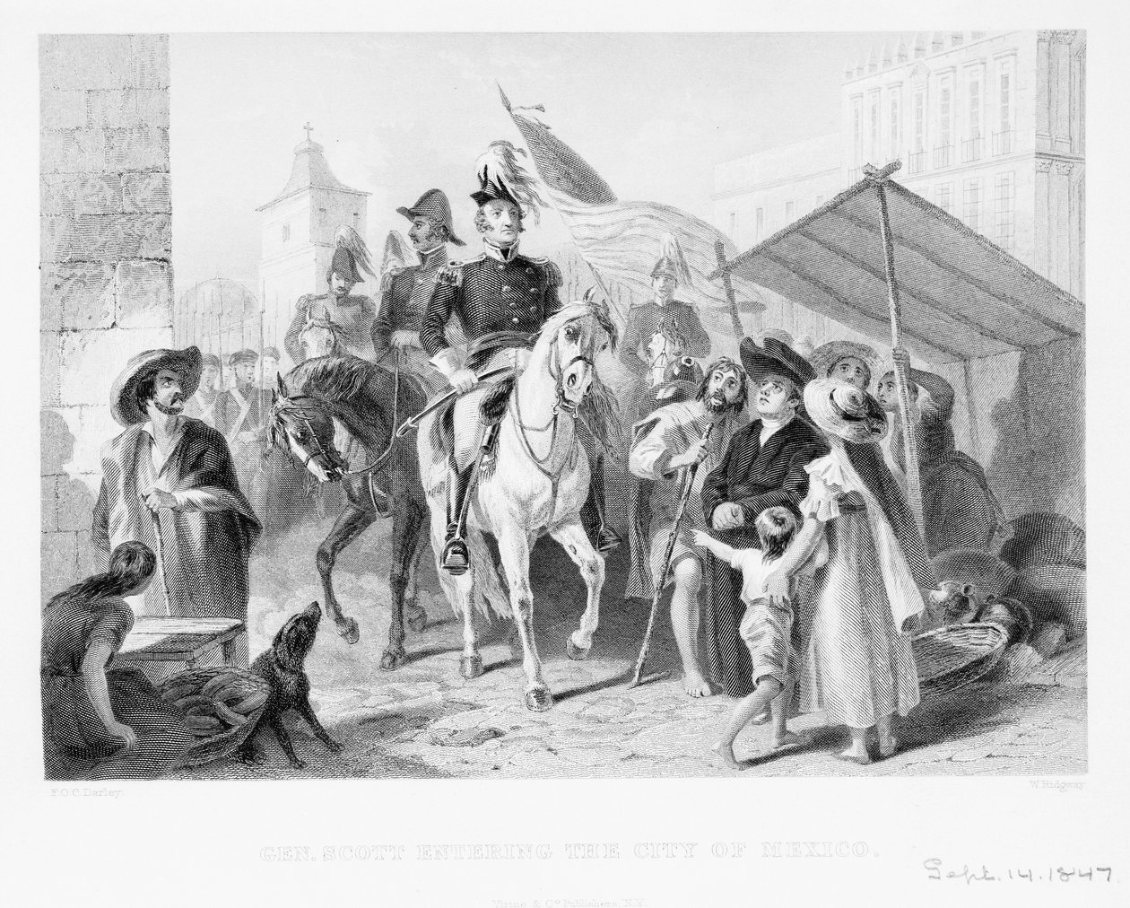 جنرال وينفيلد سكوت (1786-1866) يدخل مدينة المكسيك ، 1847 بواسطة المدرسة الأمريكية