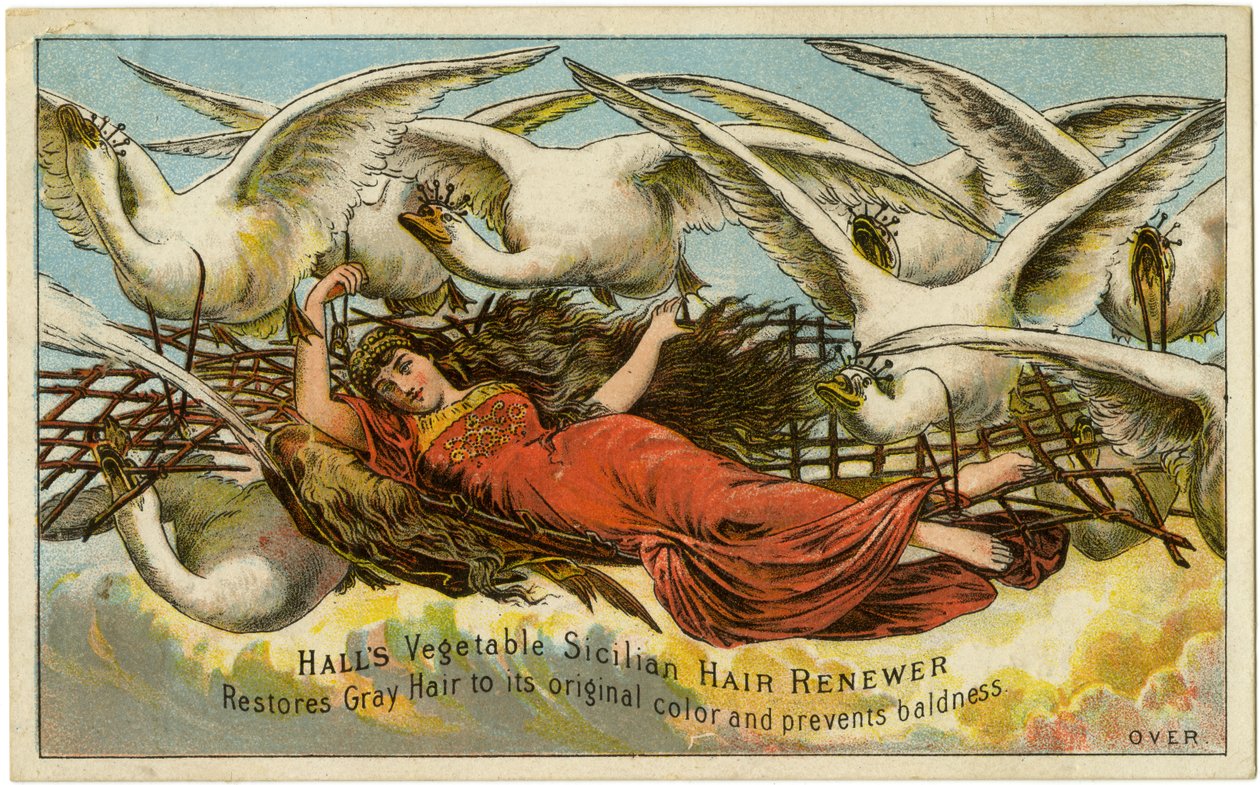 Halls Vegetable Sicilian تجديد الشعر ، يعيد الشعر الرمادي إلى لونه الأصلي ويمنع الصلع ، Recto (لون ليثو [بطاقة تجارية]) بواسطة المدرسة الأمريكية