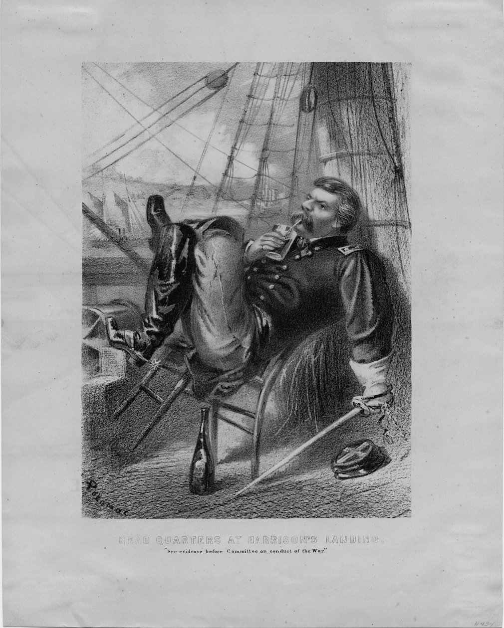المقر الرئيسي في Harrisons Landing: انظر الأدلة أمام لجنة سلوك الحرب ، موقعة من Potomac ، c.1862 بواسطة المدرسة الأمريكية