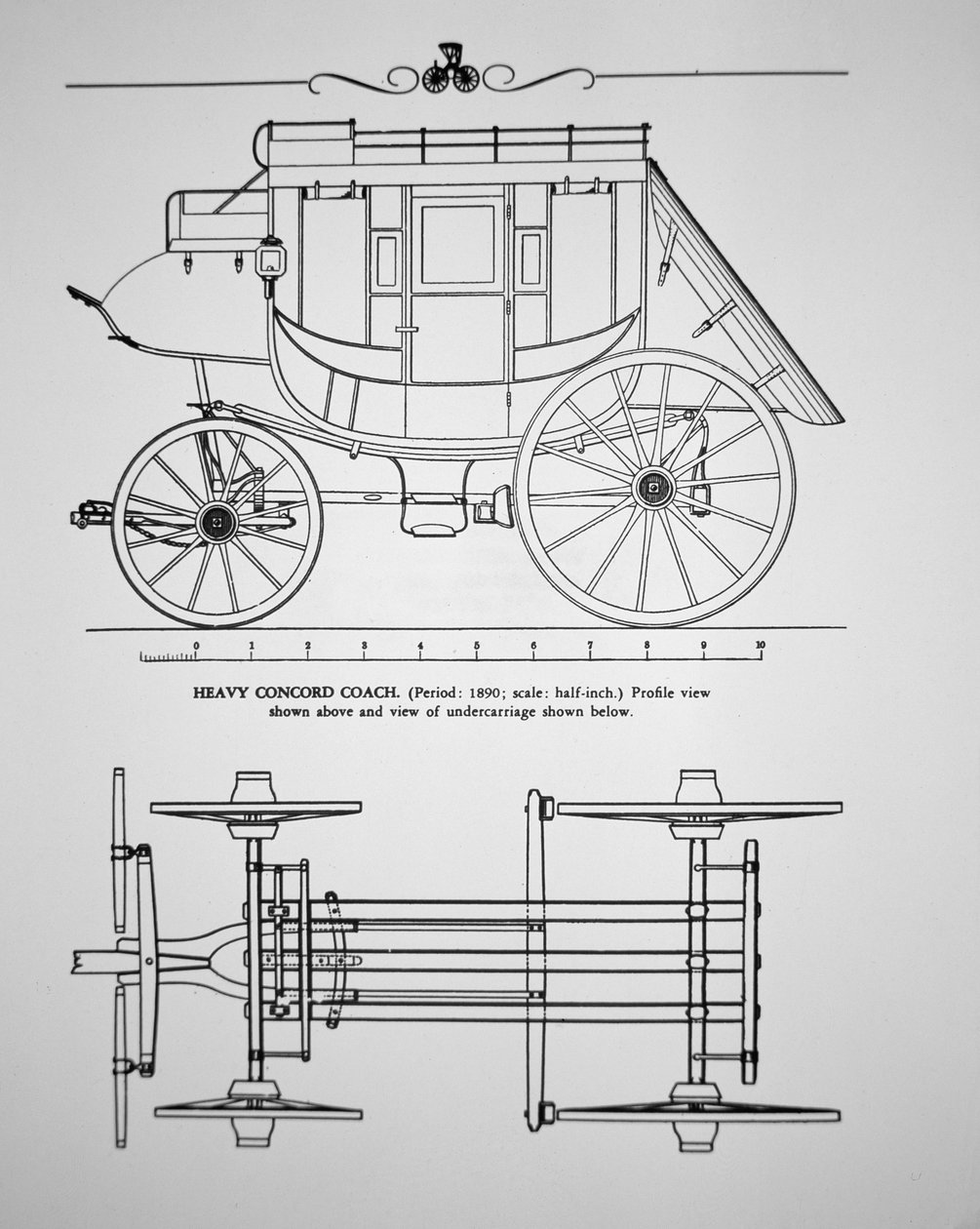 Heavy Concord Stagecoach of 1890 (engraving) بواسطة المدرسة الأمريكية