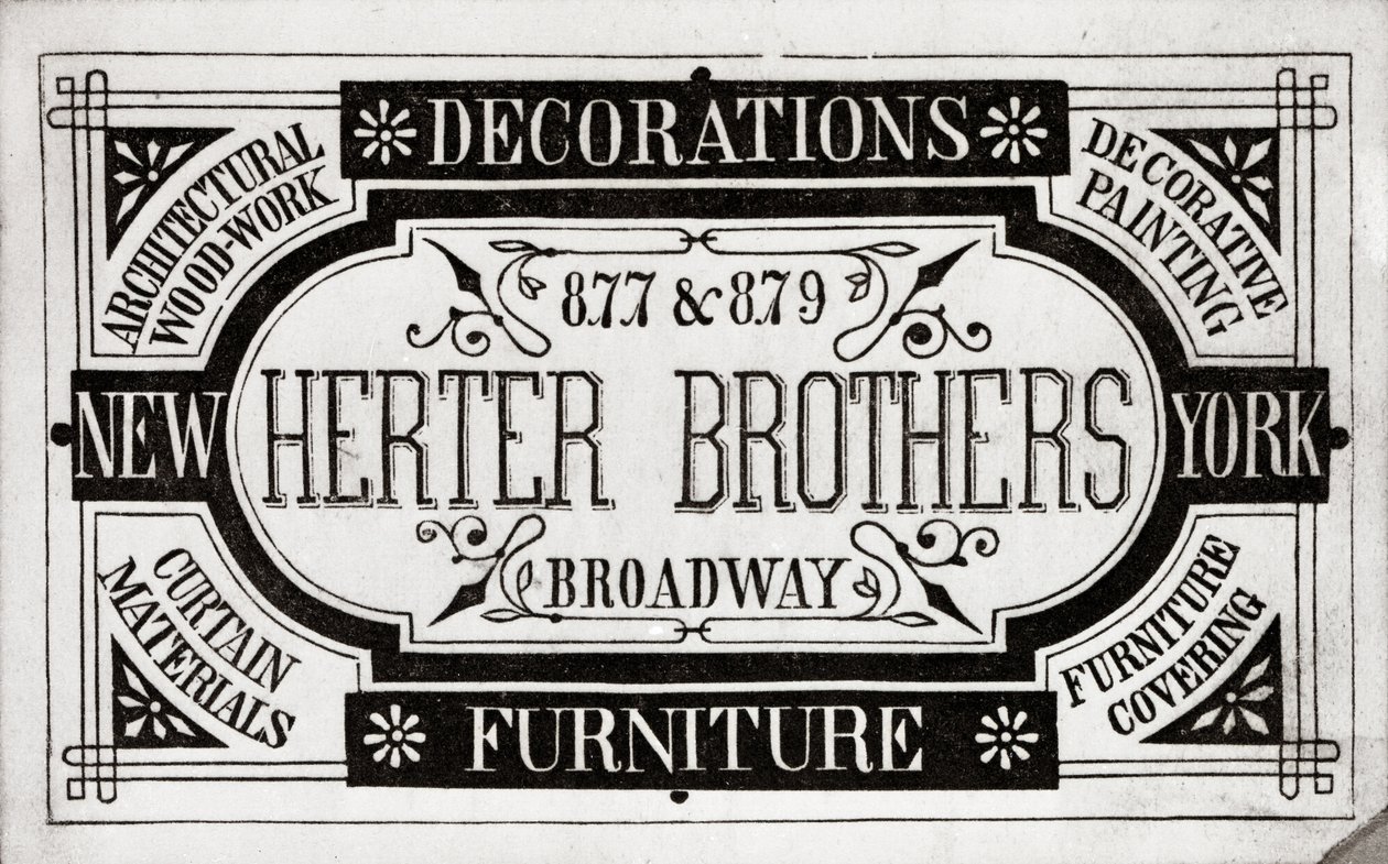 Herter Brothers، Decorations، Furniture، 877 & 879 Broadway، New York (litho [trade card]) بواسطة المدرسة الأمريكية