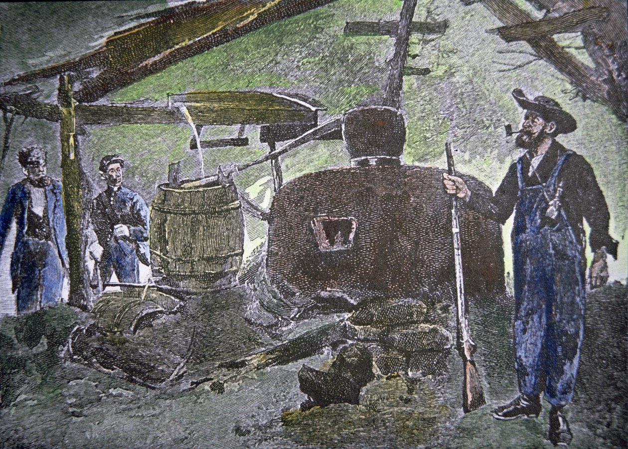 "Hill-Billy Moonshine Still" بواسطة المدرسة الأمريكية