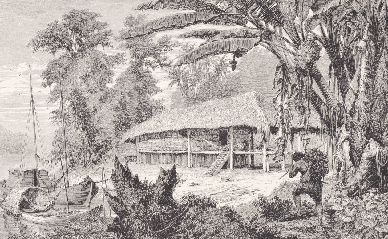 منزل جامع أغنياء من المطاط الهندي ، من "نهر الأمازون وماديرا" ، بقلم فرانز كيلر ، 1874 بواسطة المدرسة الأمريكية