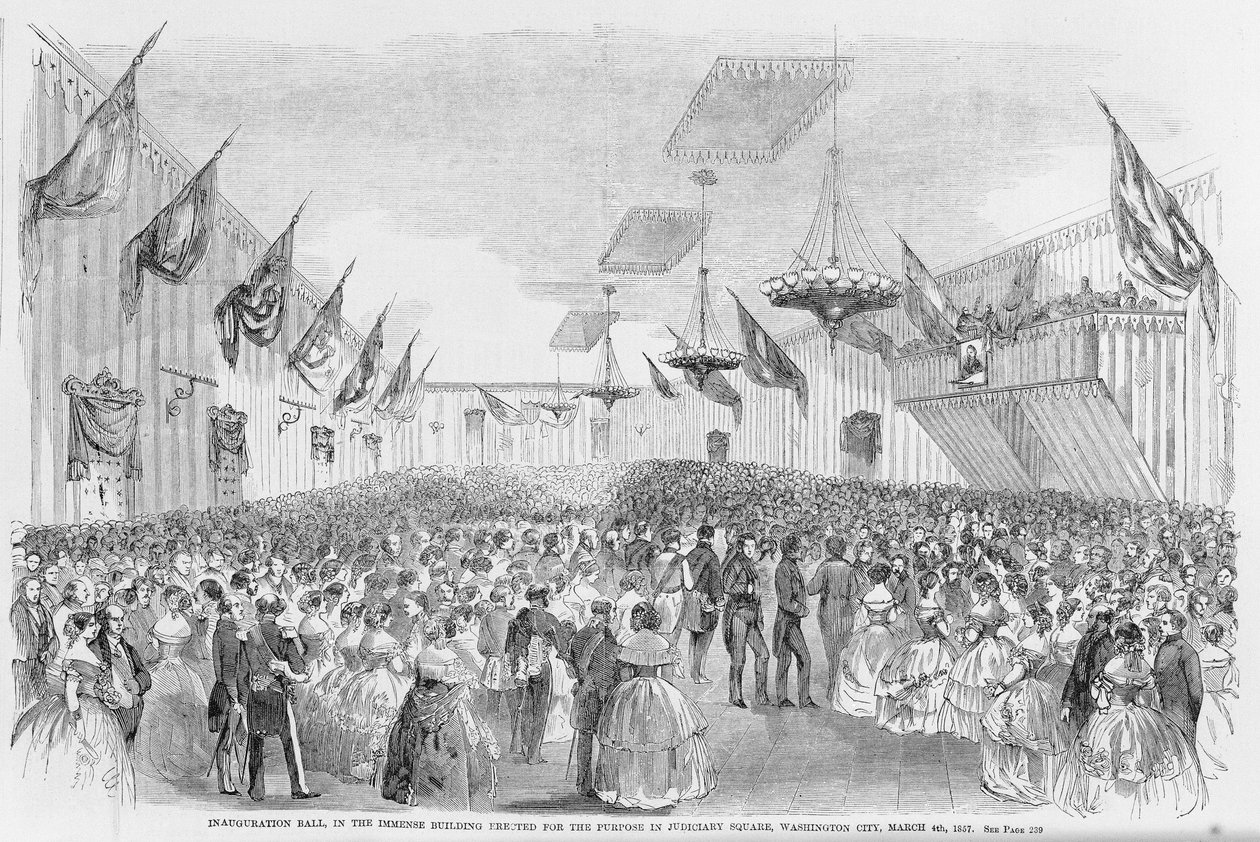 كرة الافتتاح ، مطبوعة في جريدة فرانك ليسليز المصورة ، 21 مارس 1857 بواسطة المدرسة الأمريكية
