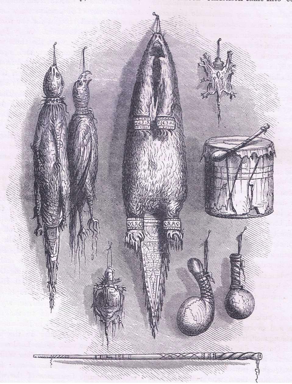 حقيبة الطب الهندي ، صافرة الغموض ، المعارك والطبل 1661 ، رسم توضيحي من حانة Cassell