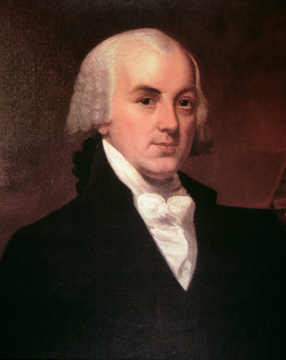 James Madison (1751-1836) (colour litho) بواسطة المدرسة الأمريكية