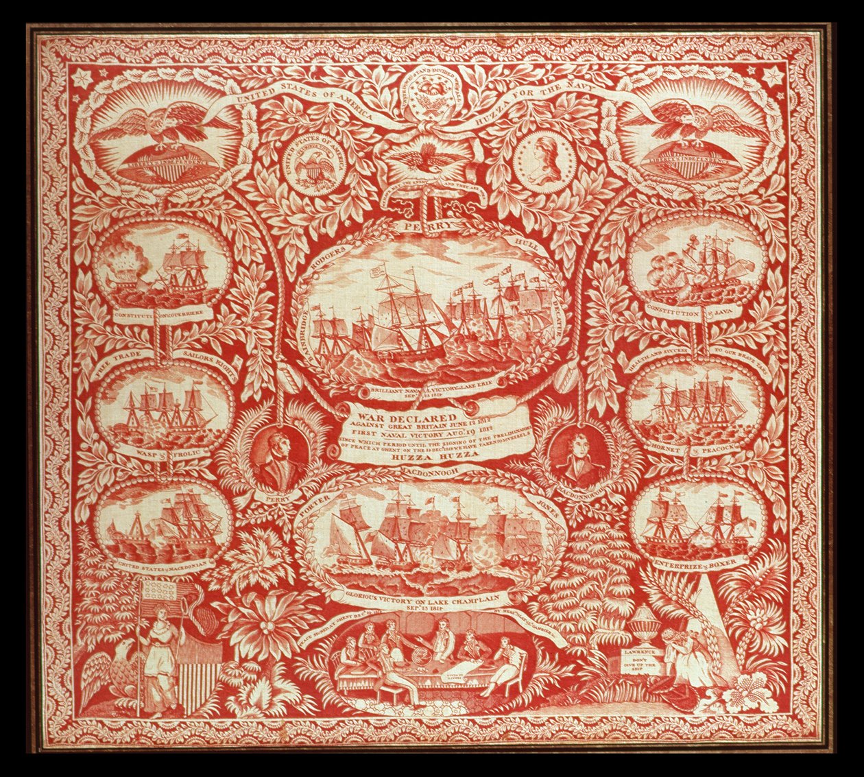 منديل يخلد ذكرى انتصارات حرب عام 1812 م 1815 (قطن) بواسطة المدرسة الأمريكية