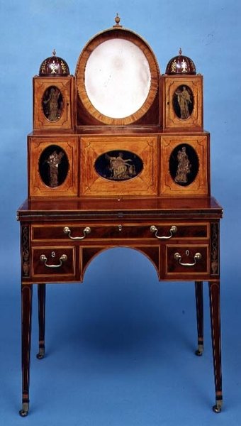 مكتب سيدة ، 1795-1810 (الماهوجني مطعمة بخشب الساتان) بواسطة المدرسة الأمريكية