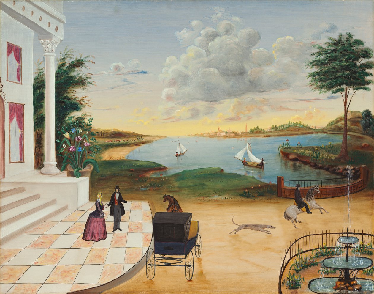 مغادرة منزل مانور ، c.1850-55 بواسطة المدرسة الأمريكية