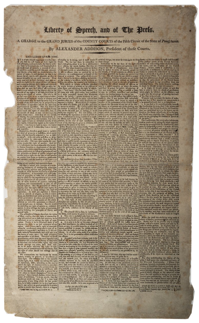 حرية الكلام والصحافة ، 1799 يناير بواسطة المدرسة الأمريكية