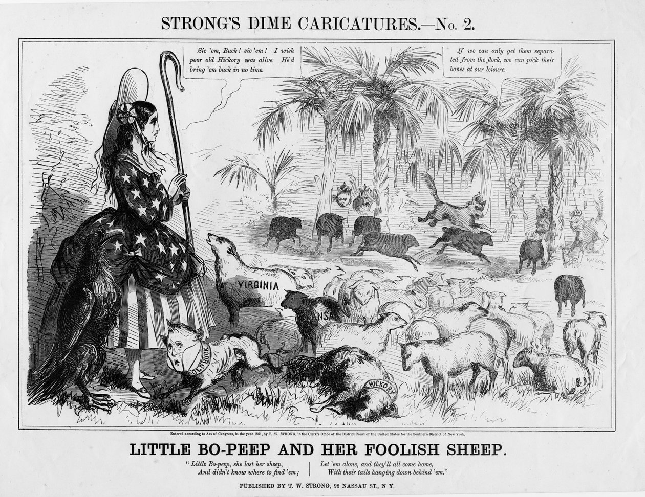 Little Bo-Peep وأغنامها الحمقاء ، نشرتها TW Strong ، New York ، 1861 بواسطة المدرسة الأمريكية
