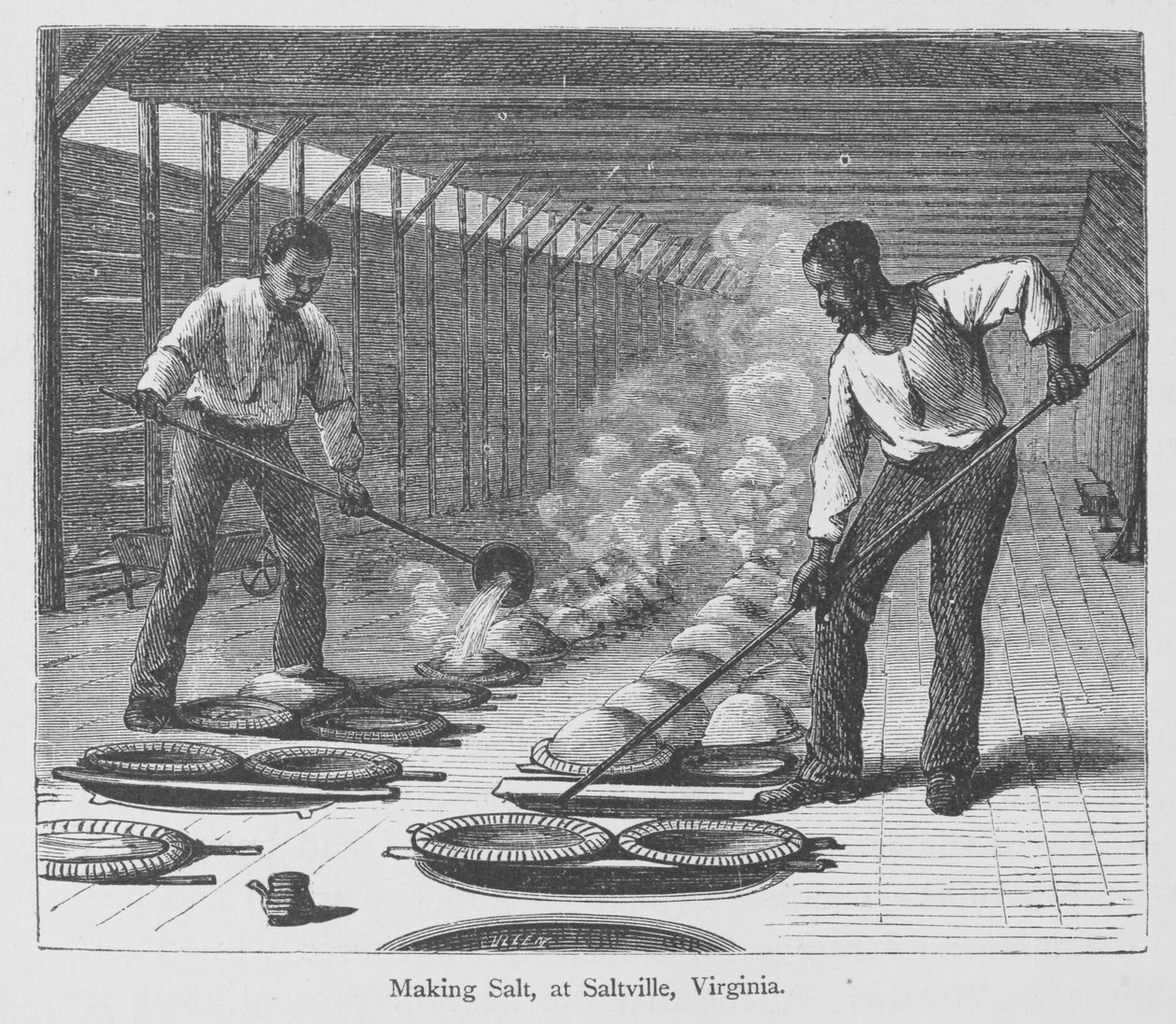 صنع الملح في سلاتفيل ، فيرجينيا ، من "الجنوب العظيم" بقلم إدوارد كينج ، نُشر عام 1874 (نقش) بواسطة المدرسة الأمريكية