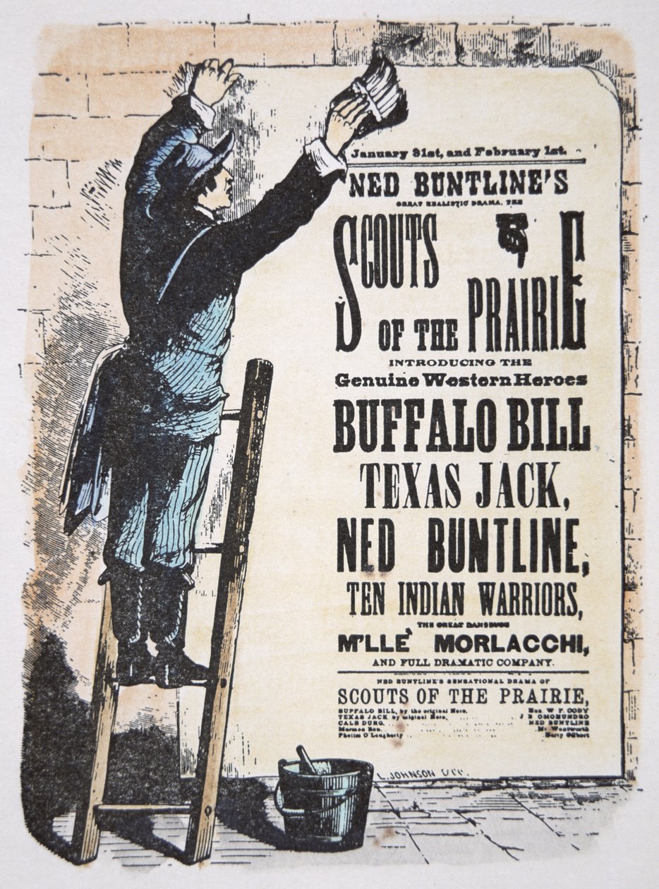 Man posting a theatre bill for 
