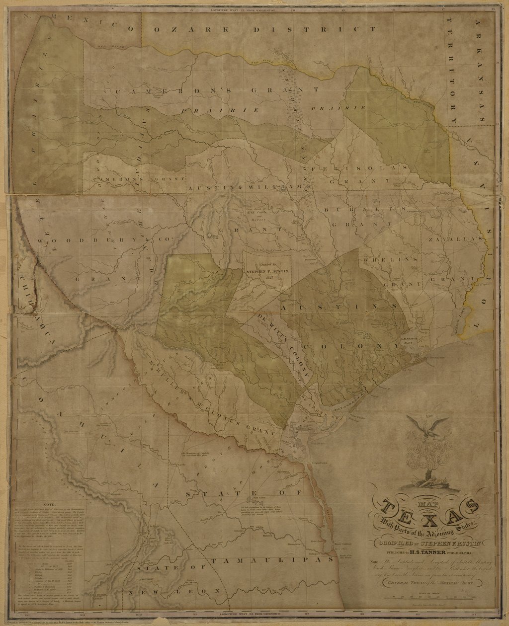 Map of Texas with Parts of the Adjoining States بواسطة المدرسة الأمريكية