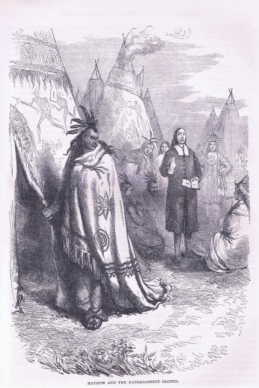 Mayhew and the Naragansett 1674, illustration from Cassell