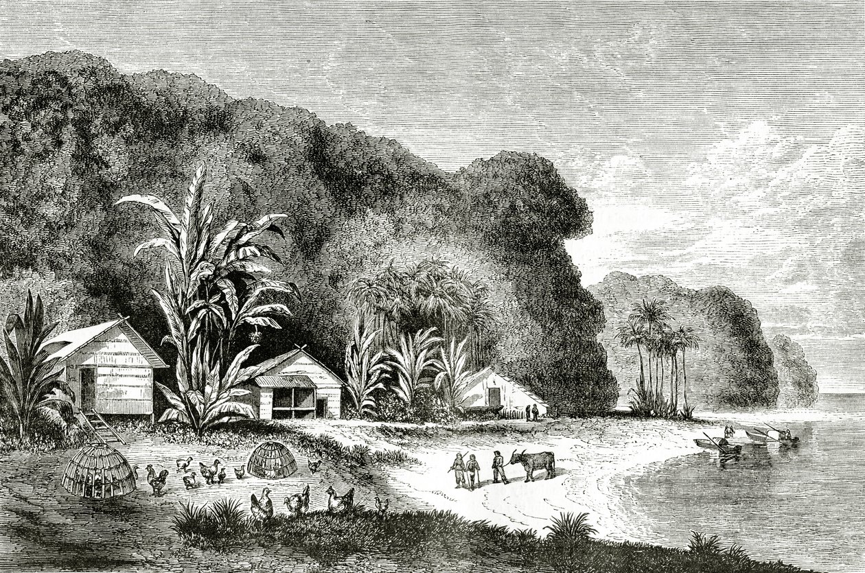 مصب نهر سايغون ، رسم توضيحي من زيارة إلى سايغون بقلم والتر روز ، نُشر في Appletons Journal ، 4 مايو 1872 بواسطة المدرسة الأمريكية