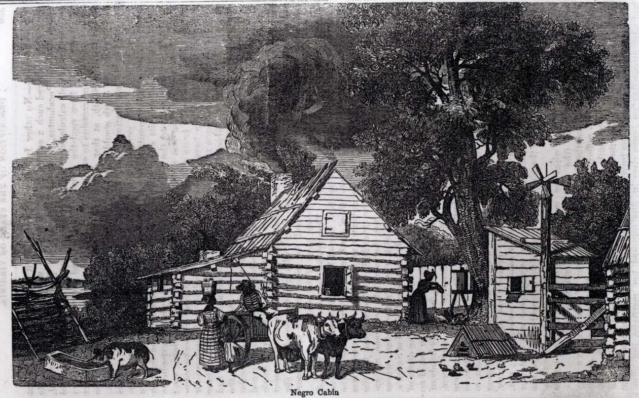 Negro Cabin ، من "وصف مصور للولايات المتحدة" ، بقلم سير بواسطة المدرسة الأمريكية