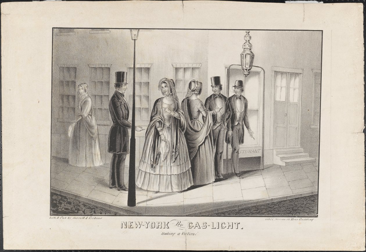نيويورك بواسطة Gas Light ، ربط ضحية ، c.1850 بواسطة المدرسة الأمريكية