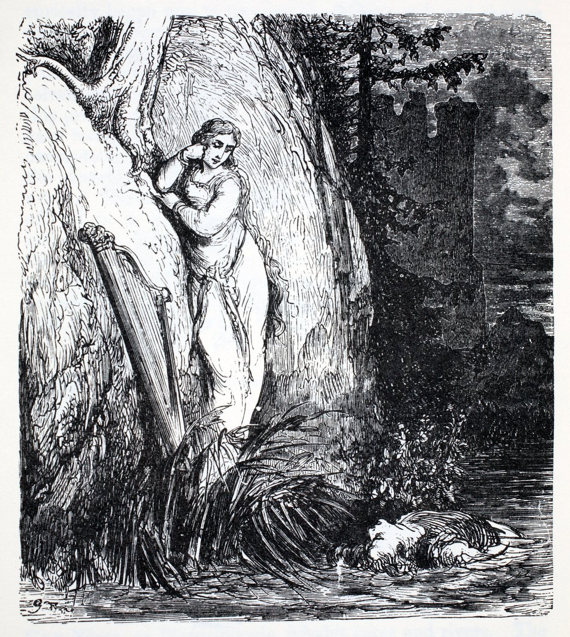 Nixes ، من The World Guide to Gnomes ، Fairies ، Elves and Little People People by Thomas Keightley (1789-1872) تم نشره عام 1880 ، (BW Engraving) بواسطة المدرسة الأمريكية