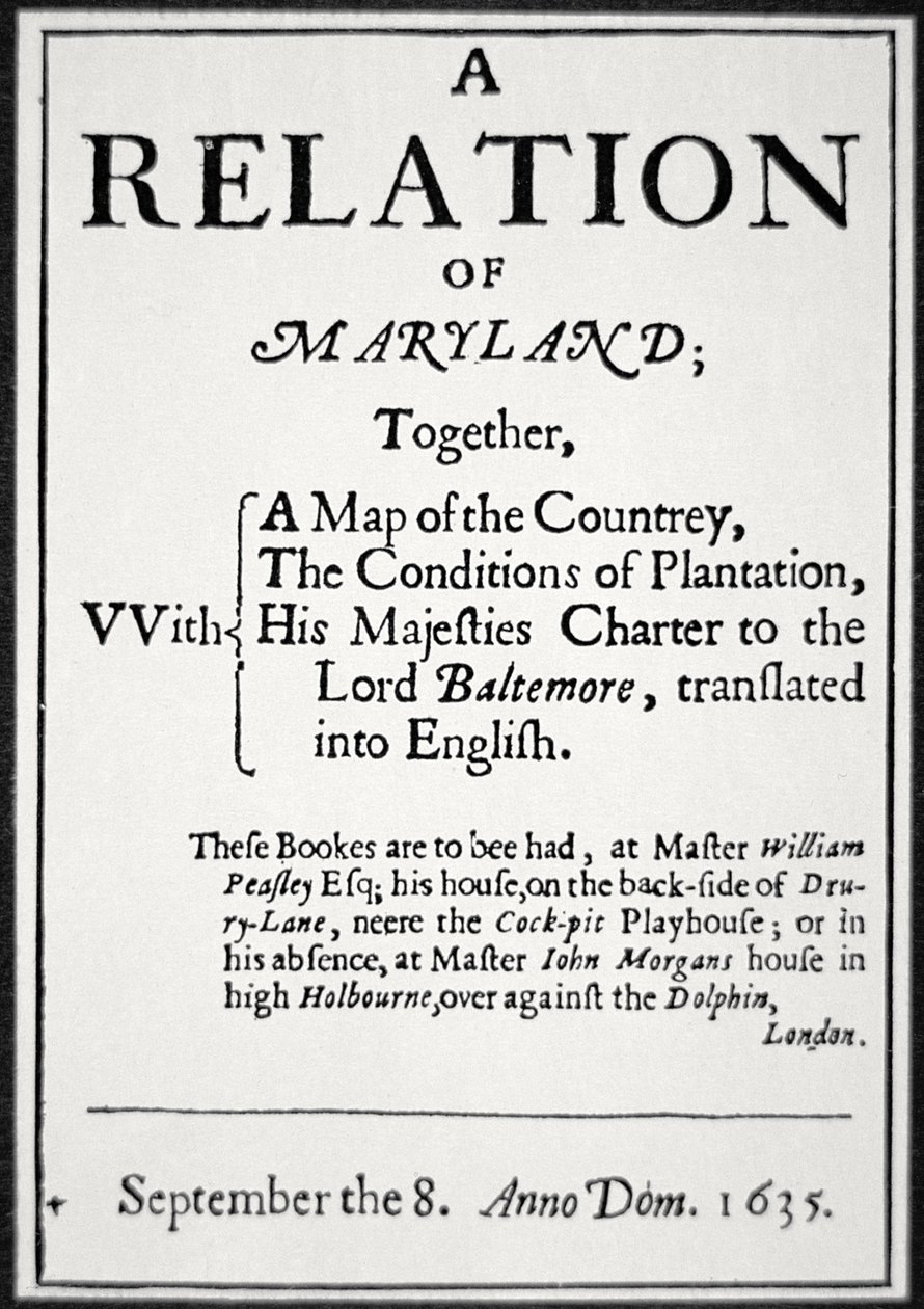 Pamphlet on the Colony of Maryland issued by the Second Lord Baltimore بواسطة المدرسة الأمريكية