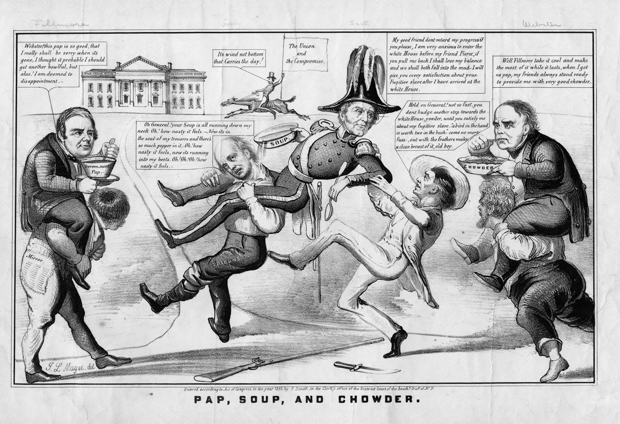 Pap ، شوربة ، وحساء الشودر ، نشرتها Currier & Ives ، نيويورك ، 1852 بواسطة المدرسة الأمريكية