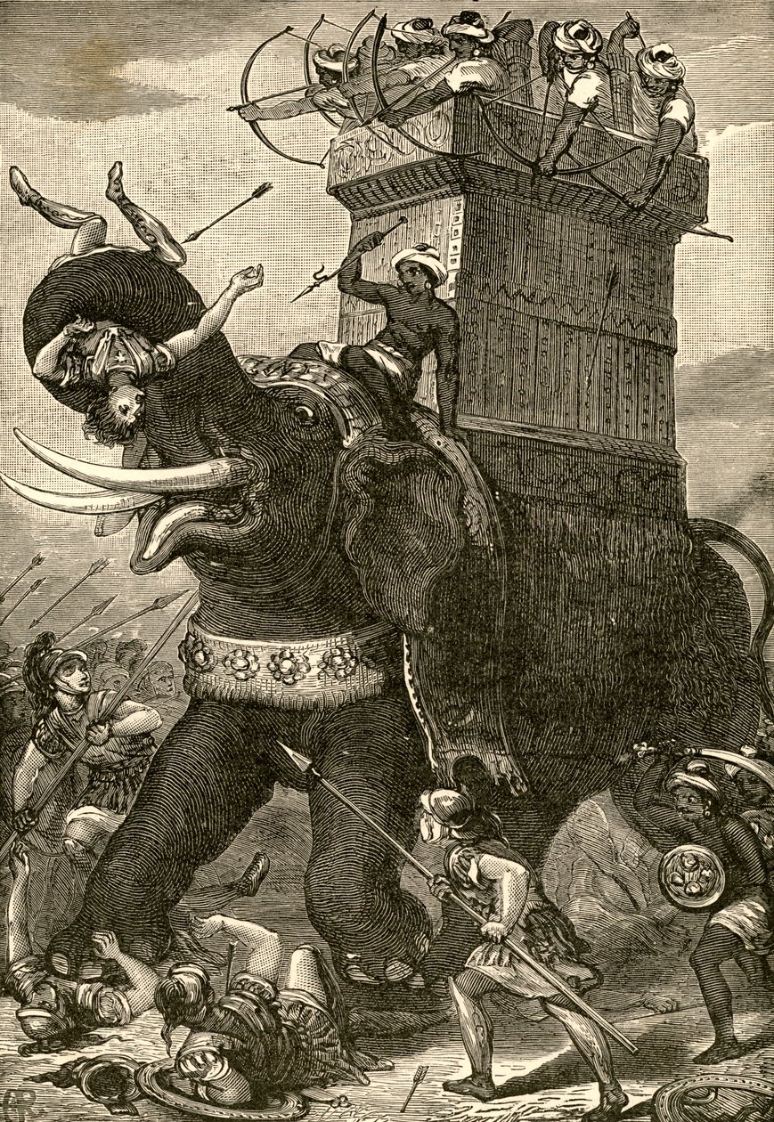 Persian War Elephant in Battle بواسطة المدرسة الأمريكية
