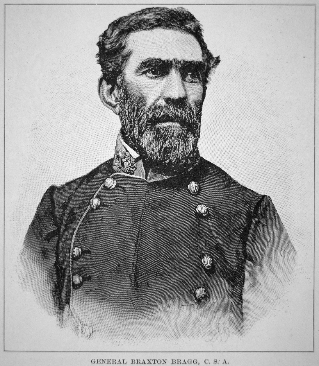 صورة للجنرال براكستون براج (1817-1876) (ليثو) بواسطة المدرسة الأمريكية